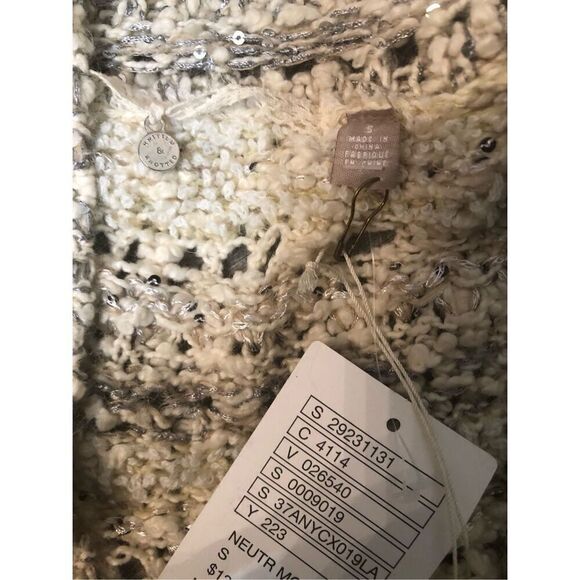 Marked Cream Knitted & Knotted Soubrette Marled Sequin Cardigan size S - Picture 2 of 11